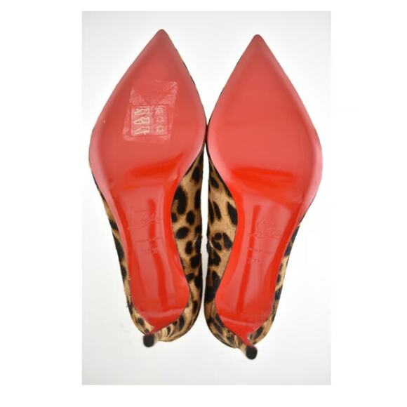 Christian Louboutin So Kate Booty 85 Black Brown Leopard Ankle Heel Bootie 37.5 - Picture 12 of 12